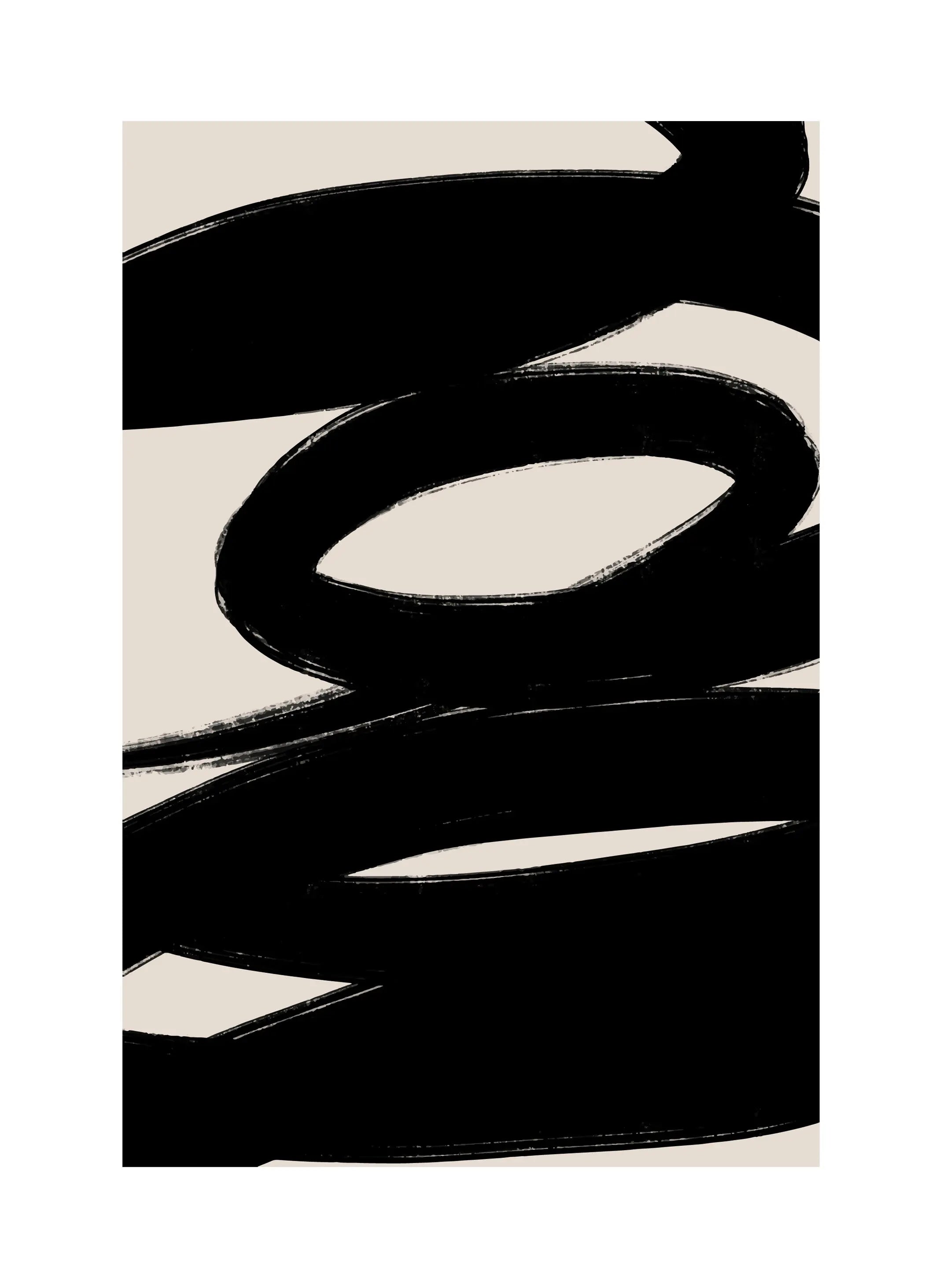Thick Brush Flowing Lines Black Beige Abstract Wall Art Fine Art Canvas Prints Minimalist Artworks For Modern Apartment Living Room Home Office Decor