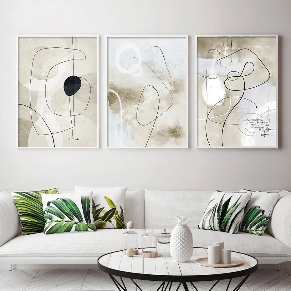 Modern Abstract Geometric Line Art Wall Art Fine Art Canvas Prints Nordic Gallery Wall Pictures For Living Room Bedroom Dining Room Art Decor