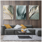 Green Golden Fern Leaves Wall Art Fine Art Canvas Prints Modern Botanical Pictures For Living Room Dining Room Home Office Decor