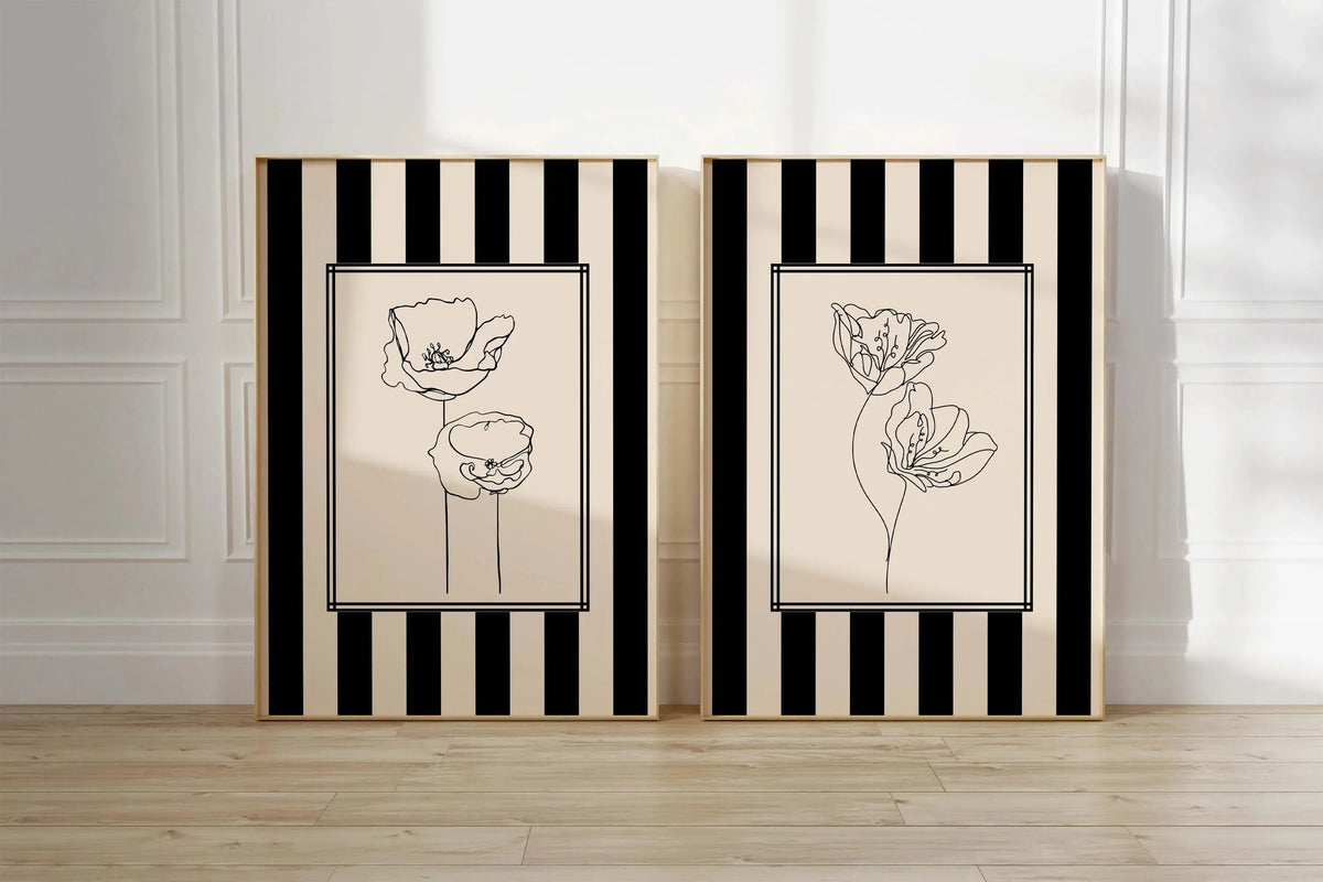 Set of 2Pcs Vintage Birds Wall Art Fine Art Canvas Prints Retro Illustrations of Birds - Art For Farmhouse Style Home Decor