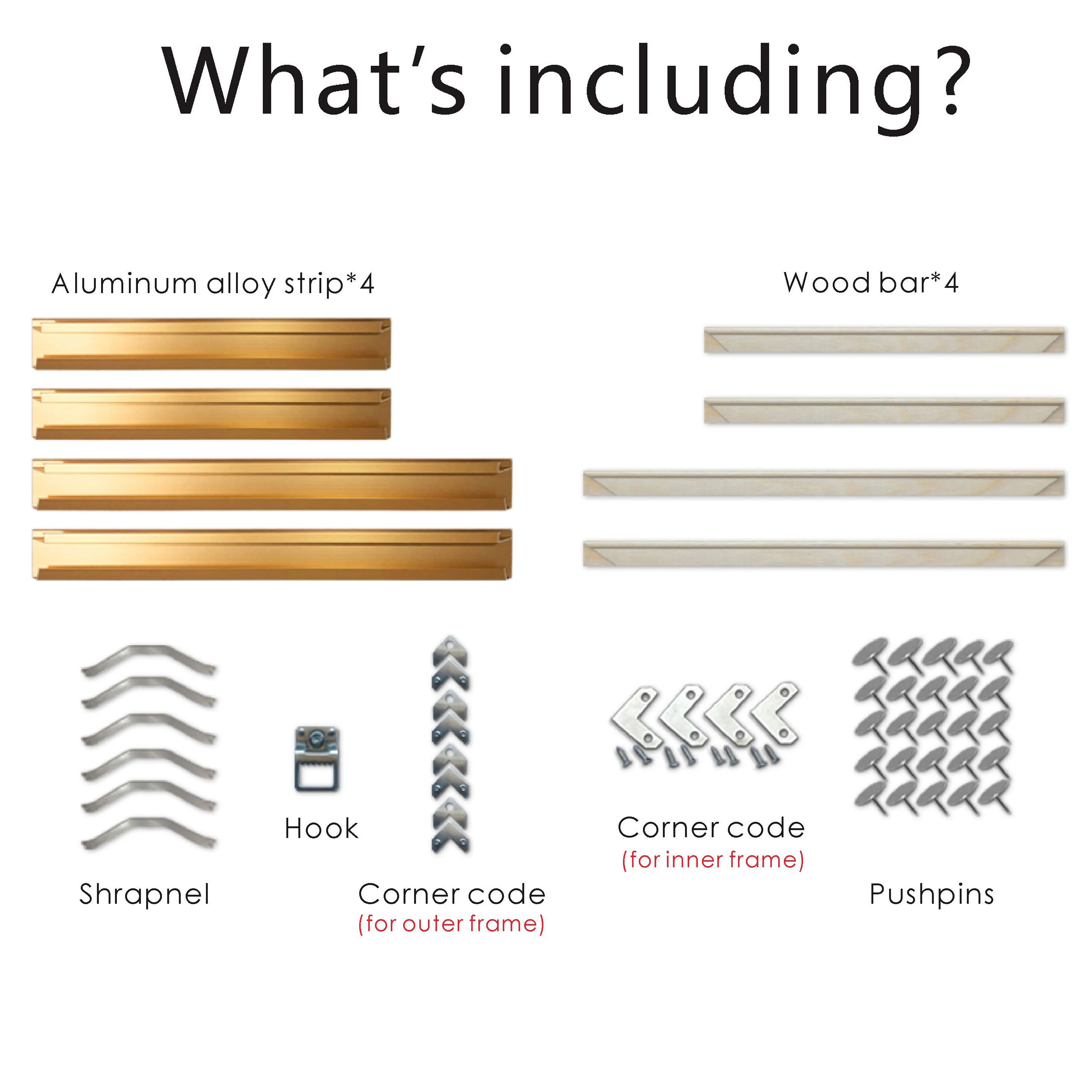 Small Sizes Metal Picture Frame Brushed Gold Silver Black 20x30 30x40, 40x50cm etc For Framing Canvas Prints - Purple Gold, Titanium Gold, Aluminum Frame Kits Complete With Wooden Inner Frame