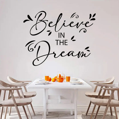 Believe Quotation Inspirational Quote Wall Sticker Removable Peel and Stick Wall Decal For Living Room Bedroom Creative DIY Home Art Decor