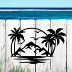 Tropical Palm Tree Island Metal Plaque Wall Decoration For Living Room Dining Room Creative Home Decor