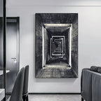 Abstract Architectural Abyss Black And White Wall Art Fine Art Canvas Prints Modern Pictures For Living Room Office Contemporary Home Decor