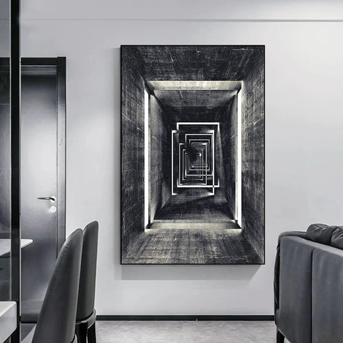 Abstract Architectural Abyss Black And White Wall Art Fine Art Canvas Prints Modern Pictures For Living Room Office Contemporary Home Decor