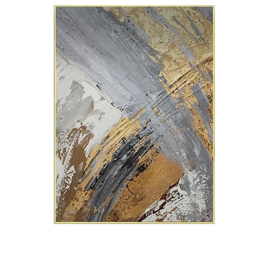 * Hand Painted * Modern Abstract Wall Art Large Format Golden Painting Textured Brush Strokes Acrylic Oil On Canvas Picture For Luxury Living Room