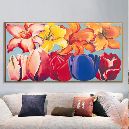 Modern Abstract Floral Oil Painting Fine Art Canvas Print Large Format Wall Art White Petal Flower Pictures For Living Room Bedroom Art Decor