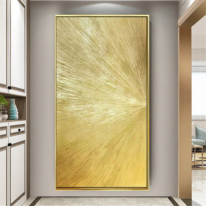 * Hand Painted * Large Format Golden Abstract Wall Art Painting Textured Brushed Strokes Acrylic Oil On Canvas Picture For Living Room Decor