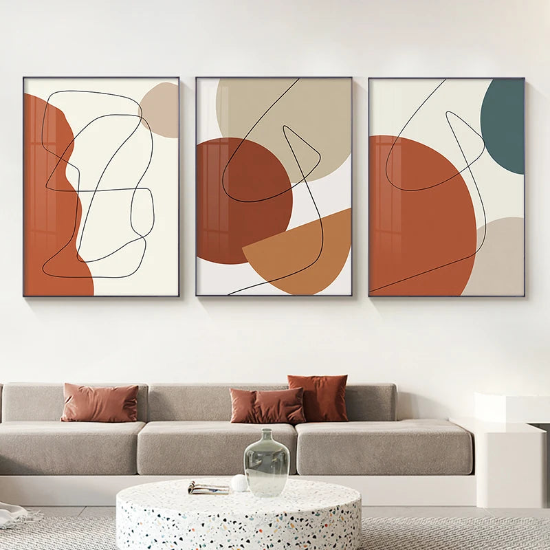 Earthy Tones Modern Abstract Geometric Wall Art Fine Art Canvas Prints Pictures For Living Room Dining Room Contemporary Home Decor