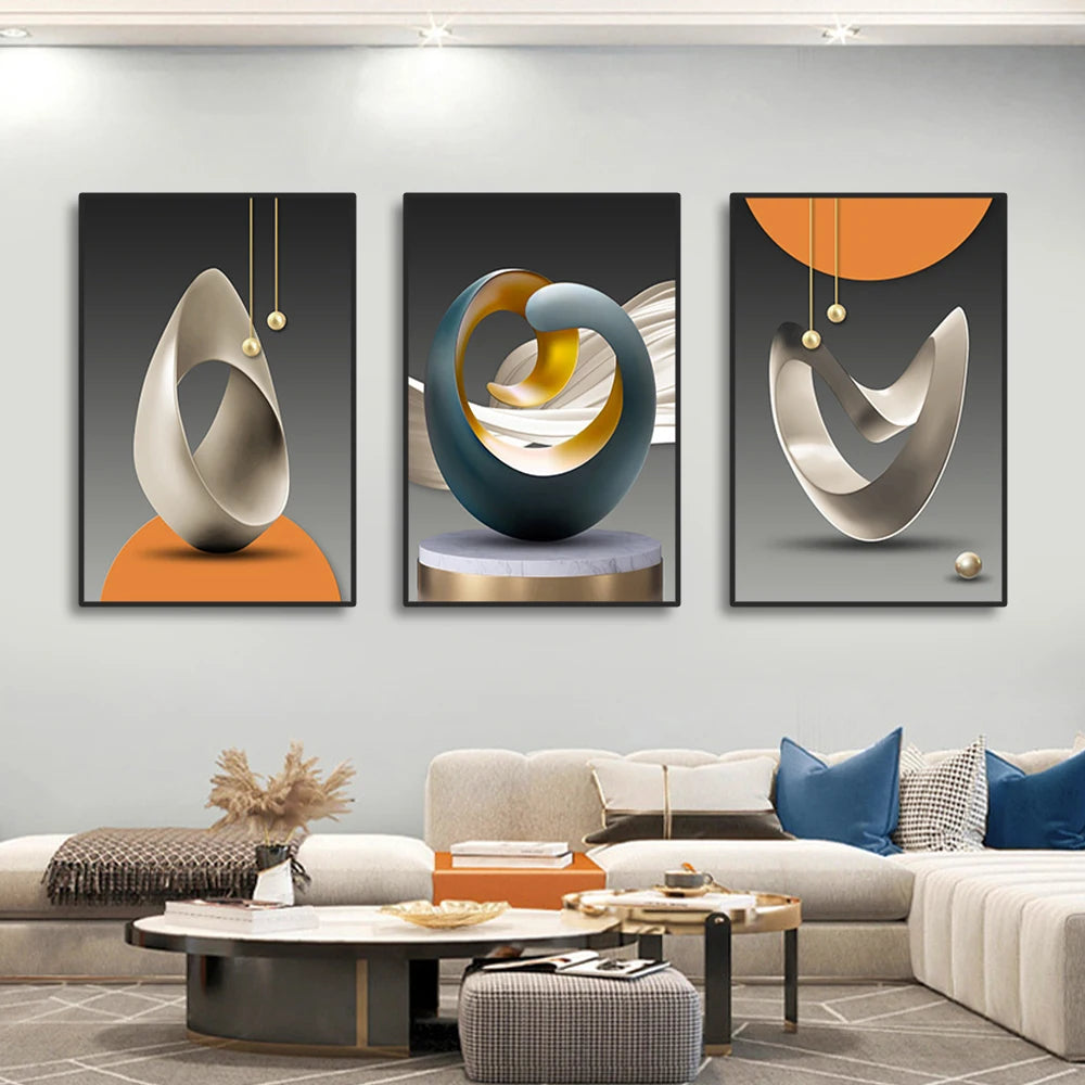 * Featured Sale * Set of 3Pcs Modern Aesthetics Abstract Still Life Wall Art Fine Art Canvas Prints Pictures For Luxury Loft Apartment Living Room Dining Room Art Decor