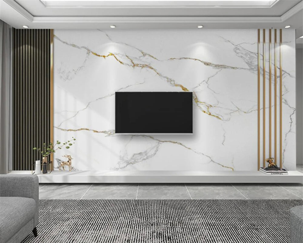 Custom Marble Print Wall Covering Big Sizes Living Room Wall Mural Light Luxury Wall Decor For Behind TV Wall Decor For Modern Home & Office