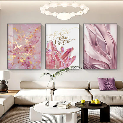 Pink Purple Crystal Abstract Wall Art Fine Art Canvas Prints Pink Fashion Pictures For Modern Living Room Bedroom Salon Art Decor