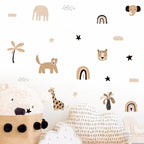 Cute African Safari Animals Wall Decals For Children's Nursery Room Creative DIY Removable Peel & Stick PVC Wall Sticks For Kid's Room Wall Decor