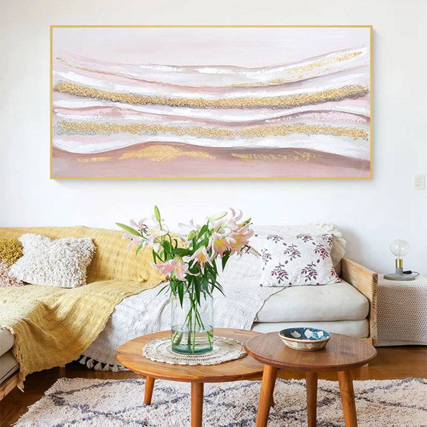 * Hand Painted * Modern Abstract Large Format Acrylic Oil Painting For Living Room Above Sofa Dining Room Art Decor - Unique Hand Painted Acrylic Oil Painting On Canvas