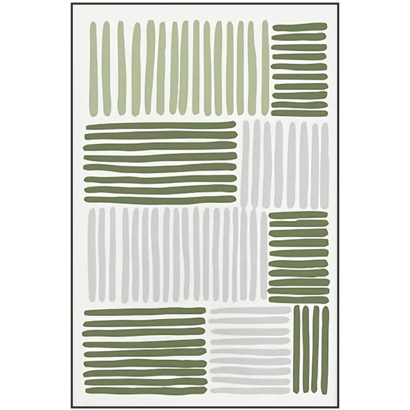 Minimalist Parallel Lines Green Grey Wall Art Fine Art Canvas Prints Abstract Geometric Poster Picture For Living Room Bedroom Art Decor