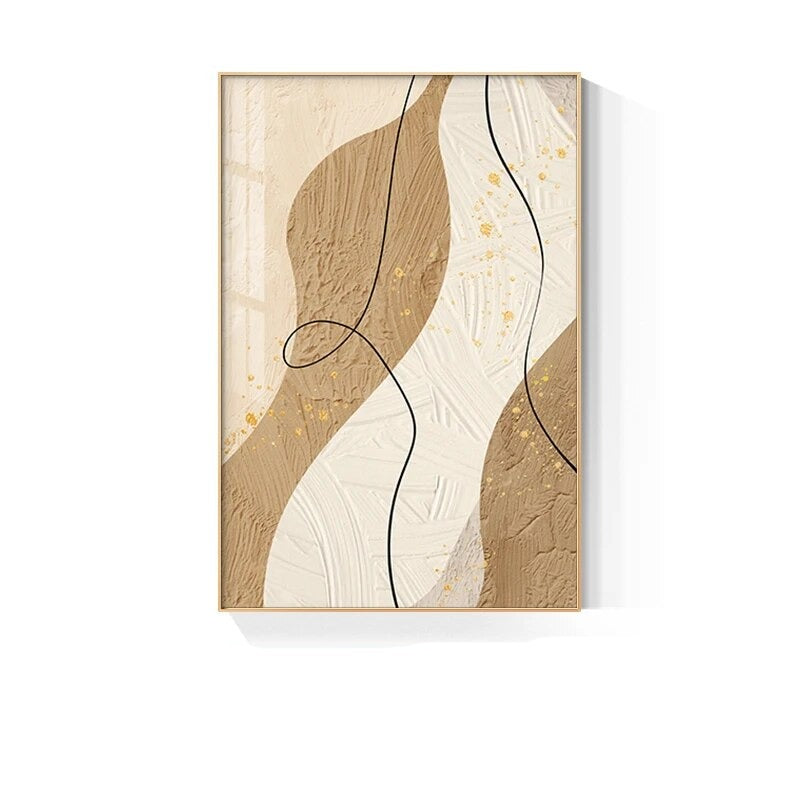 Abstract Beige Texture Black Line Wall Art Fine Art Canvas Prints Nordic Abstract Pictures For Bedroom Living Room Dining Room Decor