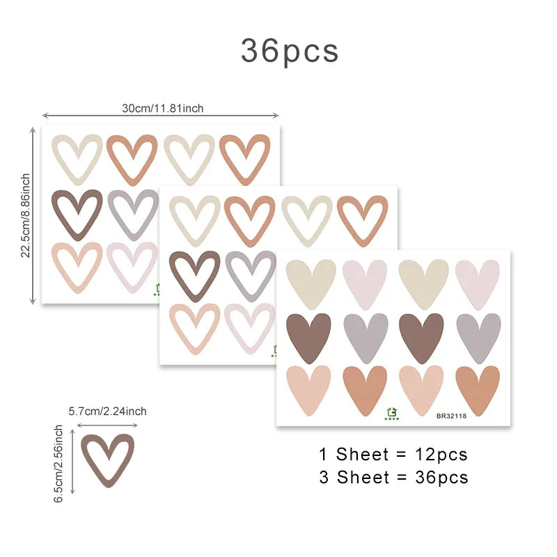Cute Little Hearts Wall Stickers Removable PVC Vinyl Wall Decals For Living Room Bedroom Kid's Room Nursery Room Creative DIY Decor