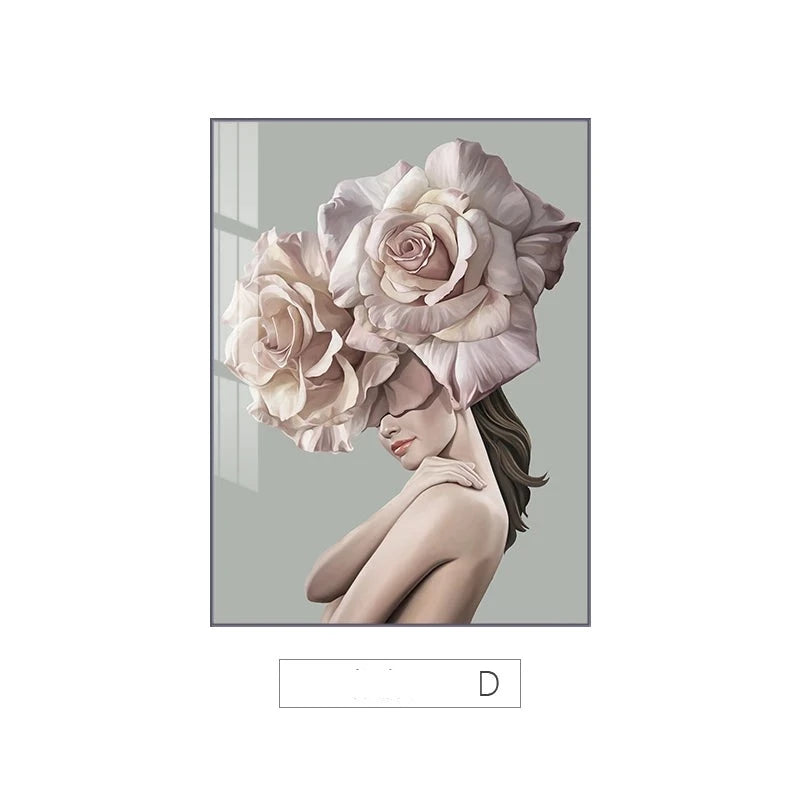Modern Beauty Pink Rose Floral Fashion Wall Art Fine Art Canvas Prints Pictures For Bedroom Living Room Boutique Hotel Room Salon Art Decor