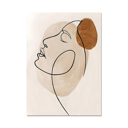 Abstract Beige Terracotta Portrait Line Art Wall Art Fine Art Canvas Prints For Modern Apartment Living Room Dining Room Home Office Decor