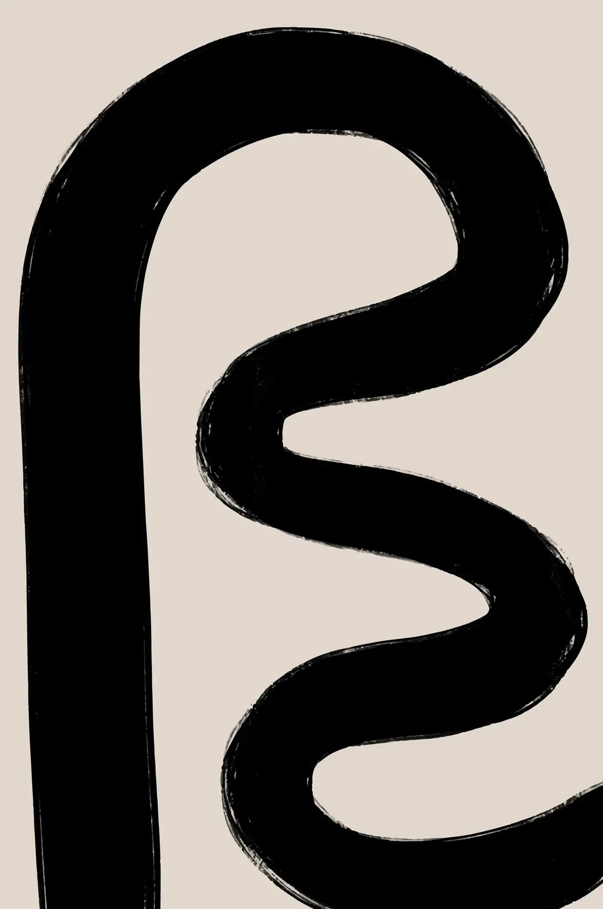 Thick Brush Flowing Lines Black Beige Abstract Wall Art Fine Art Canvas Prints Minimalist Artworks For Modern Apartment Living Room Home Office Decor