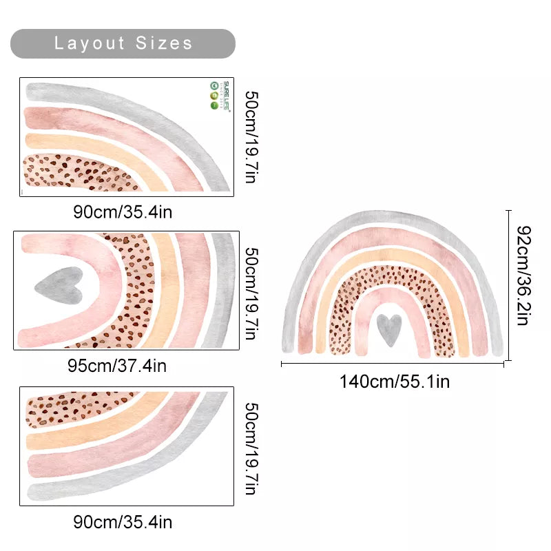 Big Colorful Rainbow Wall Decal For Kid's Room Removable Peel & Stick PVC Decal Mural For Children's Nursery Wall Creative DIY Home Decor