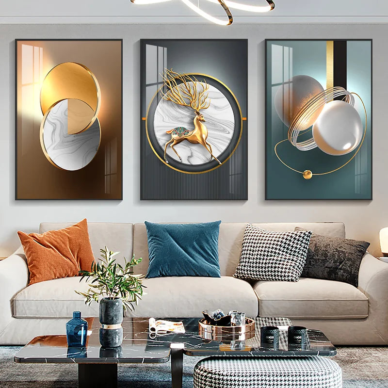 Modern Aesthetics Abstract Auspicious Wall Art For Luxury Living Room ...