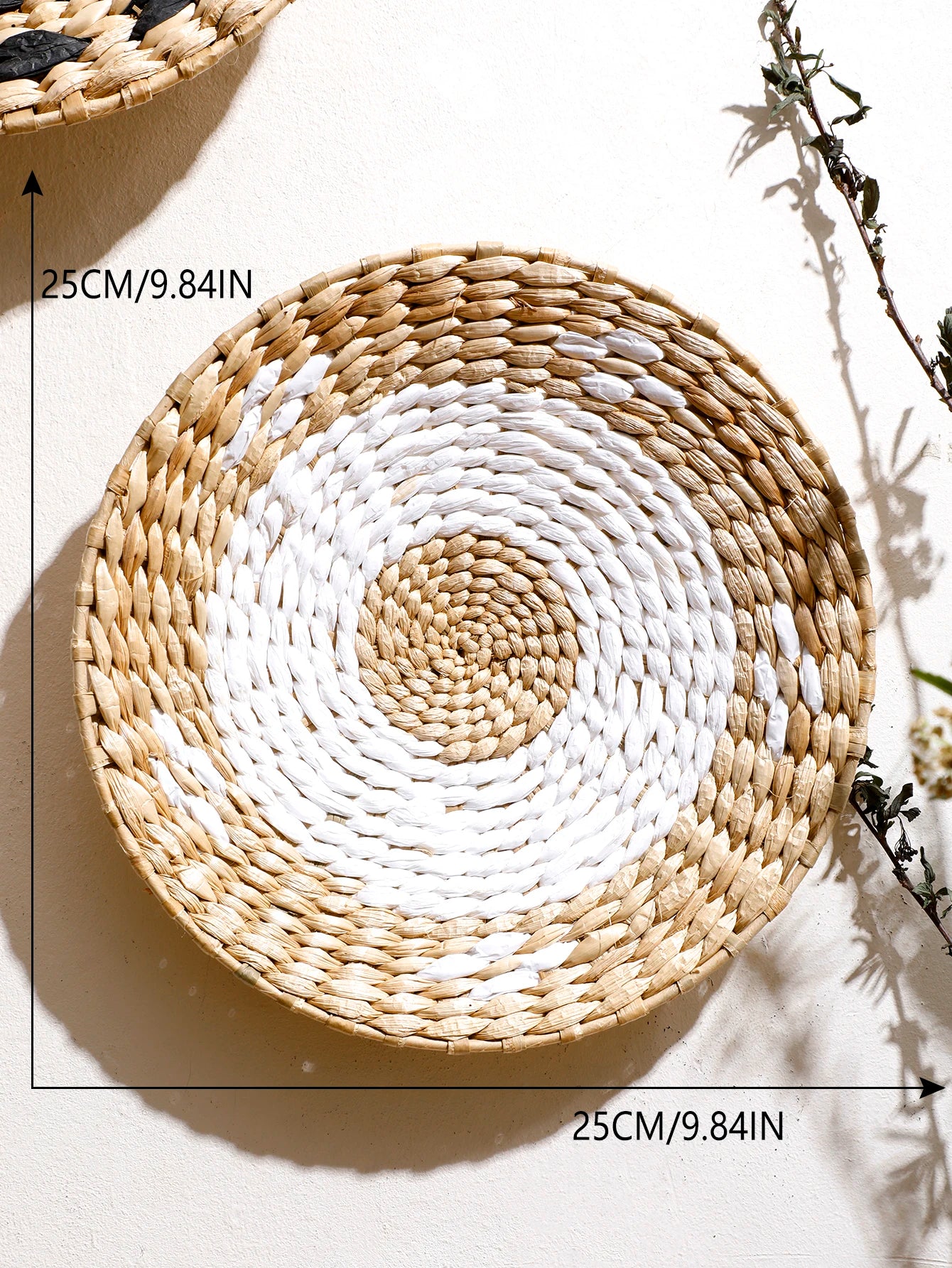 Rustic Nordic Farmhouse Handmade Wicker Weave Discs Wall Hanging Decorations Table Mats For Kitchen Living Room Coffee Table Dining Room Home Decor