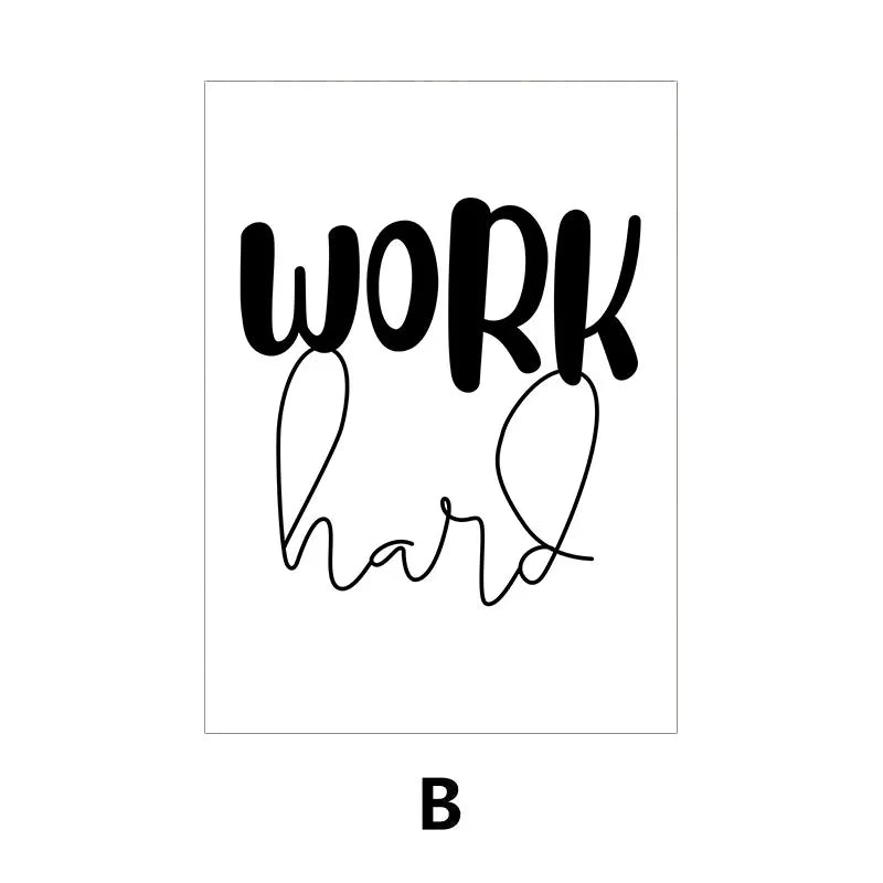 Black and White Motivational Posters Wall Art Fine Art Canvas Prints – Minimalist Wall Art Decor for Modern Interiors