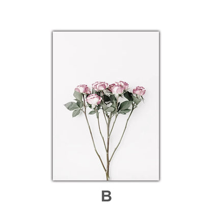 Minimalist Pink Floral Botanical Wall Art Fine Art Canvas Prints Posters Elegant Pictures For Nordic Living Room Dining Room Bedroom Art Decor