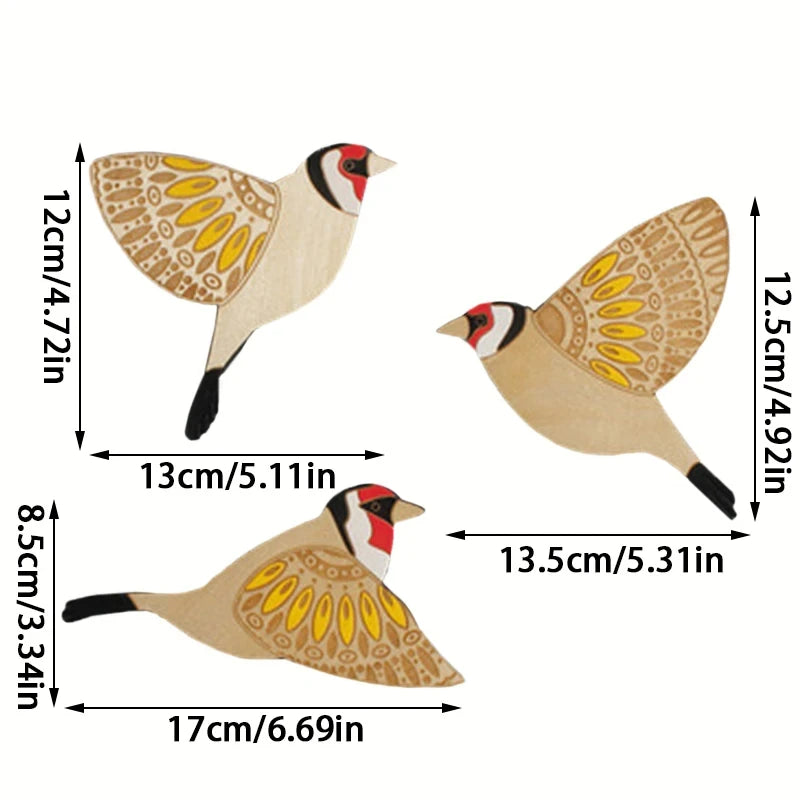 Set of 3Pcs Nordic Vintage Wooden Blackbirds Wall Decoration For Living Room Dining Room Bedroom Scandinavian Style Home Decor