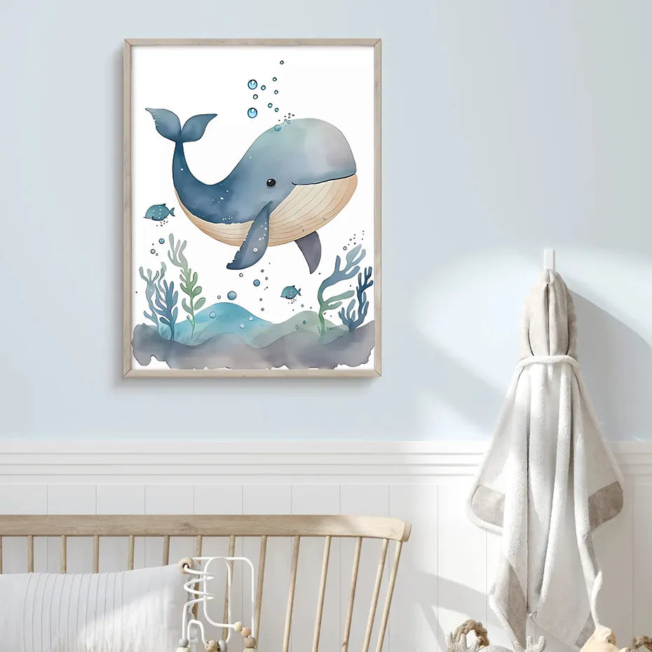 Cute Ocean Animals Seahorse Turtle Octopus Wall Sticker For Nursery Room Removable Peel & Stick PVC Wall Decals For Creative Kid's Room Decor