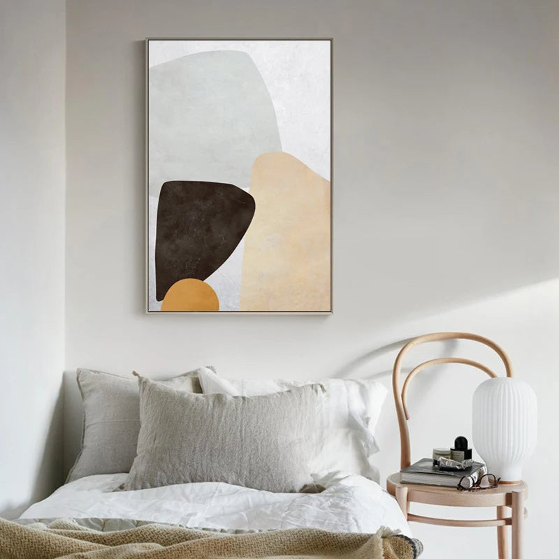 Scandinavian Abstract Grey Pink Granite Stone Wall Art Fine Art Canvas Prints Pictures For Modern Apartment Living Room Bedroom Art Decor