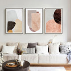 Scandinavian Abstract Grey Pink Granite Stone Wall Art Fine Art Canvas Prints Pictures For Modern Apartment Living Room Bedroom Art Decor