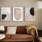 Scandinavian Abstract Grey Pink Granite Stone Wall Art Fine Art Canvas Prints Pictures For Modern Apartment Living Room Bedroom Art Decor