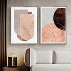 Scandinavian Abstract Grey Pink Granite Stone Wall Art Fine Art Canvas Prints Pictures For Modern Apartment Living Room Bedroom Art Decor