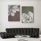 Scandinavian Big Floral Wall Art Fine Art Canvas Prints White Petal Flower Posters Modern Botanical Pictures For Foyer Living Room