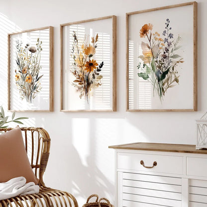 Scandinavian Floral Meadow Flower Wall Art Fine Art Canvas Prints Modern Minimalist Botany Pictures For Living Room Home Decor 2024