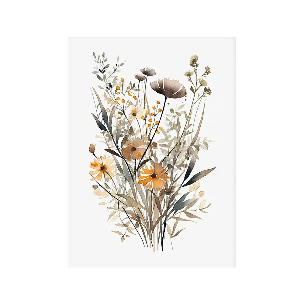 Scandinavian Floral Meadow Flower Wall Art Fine Art Canvas Prints Modern Minimalist Botany Pictures For Living Room Home Decor 2024