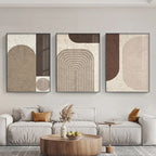 Scandinavian Geometric Abstract Wall Art Fine Art Canvas Prints Neutral Colors Pictures For Living Room Bedroom Art For Modern Apartment