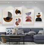 Scandinavian Minimalist Geometric Dark Neutral Colors Wall Art Fine Art Canvas Prints Modern Abstract Pictures For Living Room Home Decor