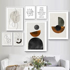 Scandinavian Minimalist Geometric Dark Neutral Colors Wall Art Fine Art Canvas Prints Modern Abstract Pictures For Living Room Home Decor