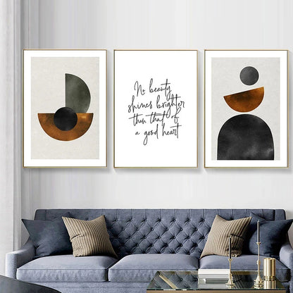 Scandinavian Minimalist Geometric Dark Neutral Colors Wall Art Fine Art Canvas Prints Modern Abstract Pictures For Living Room Home Decor