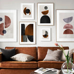 Scandinavian Minimalist Geometric Dark Neutral Colors Wall Art Fine Art Canvas Prints Modern Abstract Pictures For Living Room Home Decor