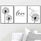 Life Is Beautiful Black & White Minimalist Floral Wall Art Fine Art Canvas Prints Modern Botanical Gallery Wall Art Inspirational Posters For Simple Living