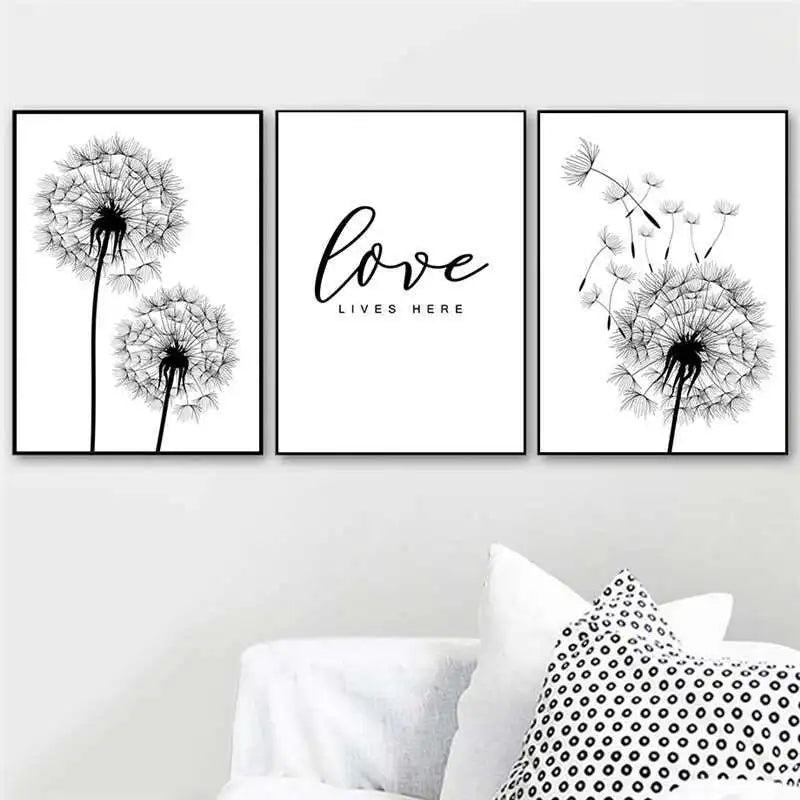 Life Is Beautiful Black & White Minimalist Floral Wall Art Fine Art Canvas Prints Modern Botanical Gallery Wall Art Inspirational Posters For Simple Living