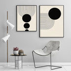 * Featured Sale * Modern Abstract Minimalist Wall Art Monochrome Geometric Line Art Fine Art Canvas Prints For Living Room Home Office Decor