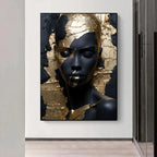 Modern Abstract Black Golden Woman Portrait Wall Art Fine Art Canvas Print Pictures For Entrance Foyer Reception Hallway Light Luxury Home Decor