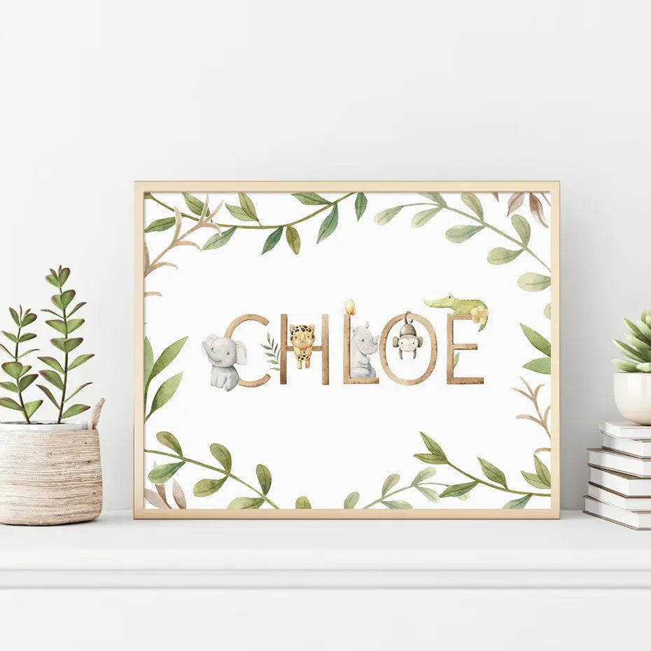 Personalized Baby's Name Poster Wall Art Fine Art Canvas Prints Cute Picture For Children's Nursery Room Baby's Room Kid's Room Signage Decor