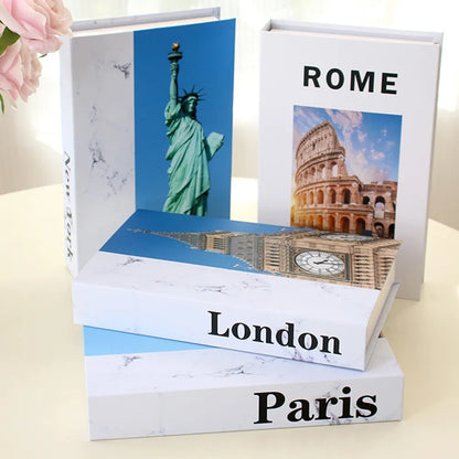 London Paris Tokyo New York Fashion Faux Books Coffee Table Decor Book Boxes Storage Ornamental Decoration For Modern Home Decor