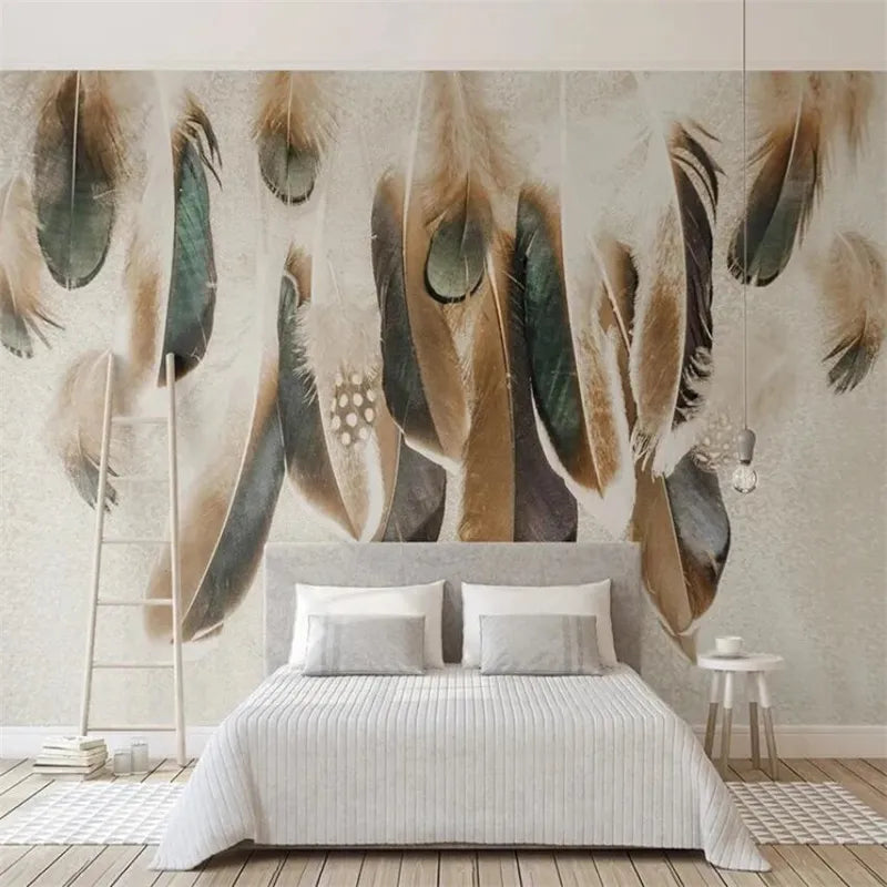 Custom Sizes Nordic Feather Wall Mural Large Format Wallpaper Wall Decoration Modern Wall Covering For Bedroom Living Room Art Decor